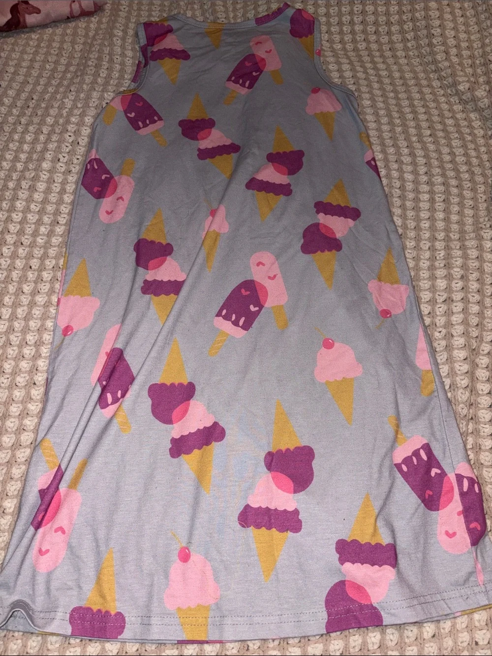 Kids Gray Ice Cream Print Sleeveless Pajama sz 11
